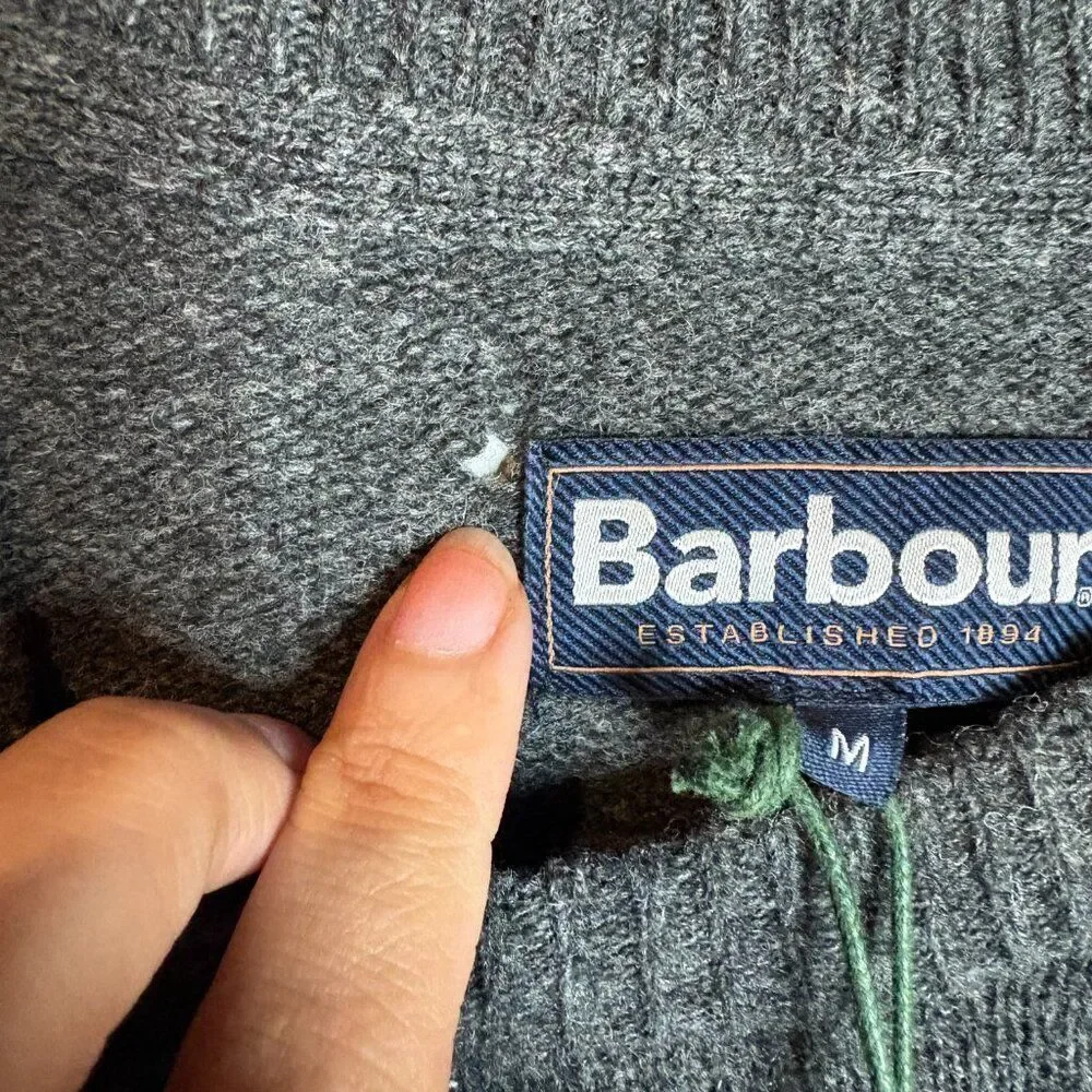 NWT Barbour Men's Regis Fair Isle Crew Sweater Charcoal 100% Wool